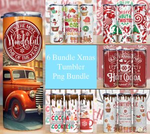 Bundle Christmas Design Tumbler PNG