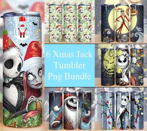 Bundle Christmas Jack and Sally Tumbler PNG