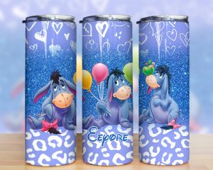 Cartoon Eeyore Glitter Tumbler PNG