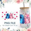Cartoon Stitch Couple 16 oz Glass Can PNG File