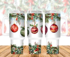Christmas Balls 40 oz 2 piece Tumbler Wrap