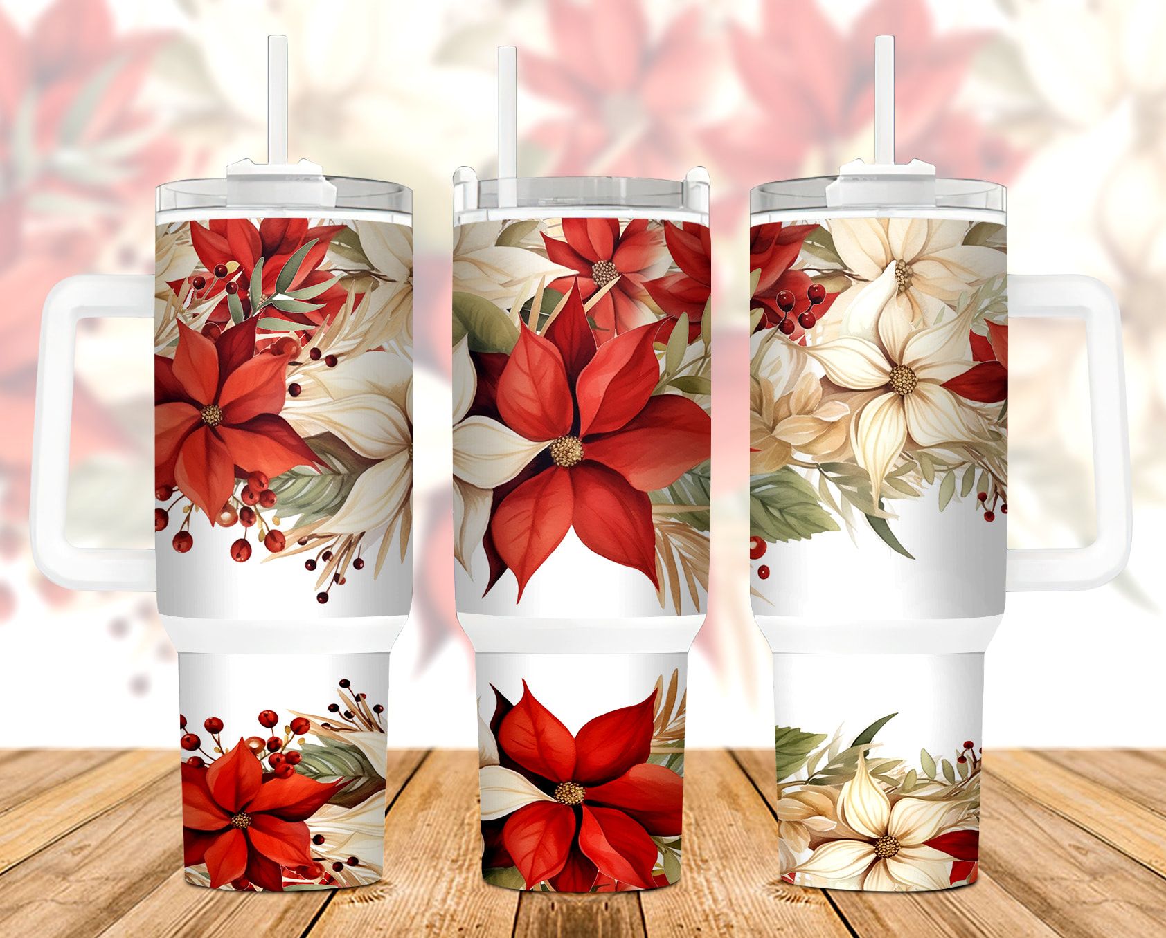 Christmas Flowers 40 oz 2 piece Tumbler Wrap Christmas Flowers 40 oz 2 piece Tumbler Wrap