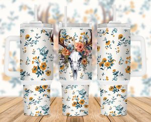 Cow Skull Western 40 oz 2 piece Tumbler Wrap