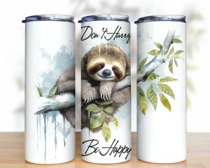 Cute Sloth Hanging Tree Tumbler PNG