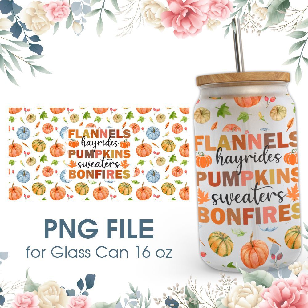 Fall Pumpkins Bonfires 16 oz Glass Can PNG File Fall Pumpkins Bonfires 16 oz Glass Can PNG File