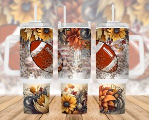 Football Leopard American Flag Floral 40 oz 2 piece Tumbler Wrap