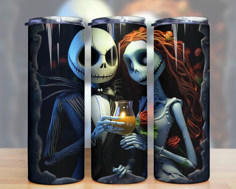 Halloween Jack and Sally Tumbler PNG Halloween Jack and Sally Tumbler PNG