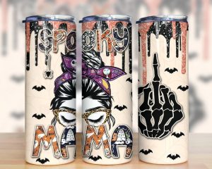 Halloween Spooky Mama Tumbler PNG