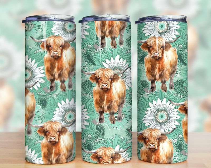 Highland Cow Daisy Boho Tumbler Png Highland Cow Daisy Boho Tumbler Png