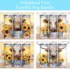 Highland Cow Sunflower Tumbler PNG