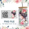 Just One More Chapter Book Girl 16 oz Glass Can PNG File
