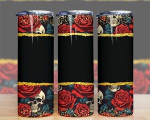 Skull and Roses Tumbler PNG