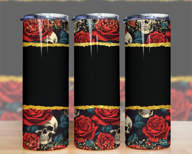 Skull and Roses Tumbler PNG Skull and Roses Tumbler PNG