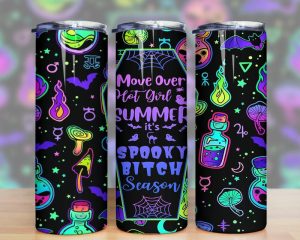 Spooky Bitch Season Neon Tumbler PNG