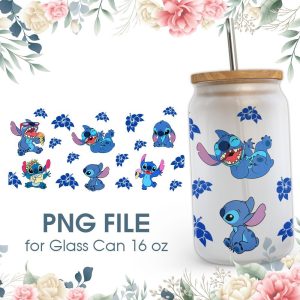 Tropical Stitch 16 oz Glass Can PNG File