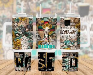 Wasted on You Western 40 oz 2 piece Tumbler Wrap